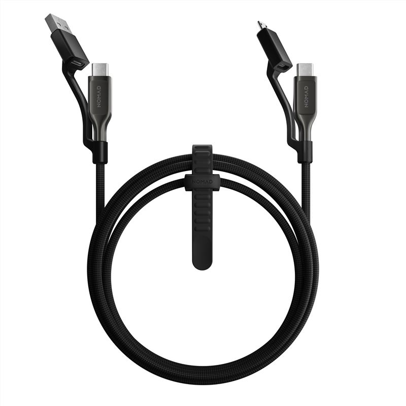 Cablu pentru incarcare si transfer de date NOMAD Universal Kevlar, 2x USB-C la USB/MicroUSB, 1.5m, Carbide